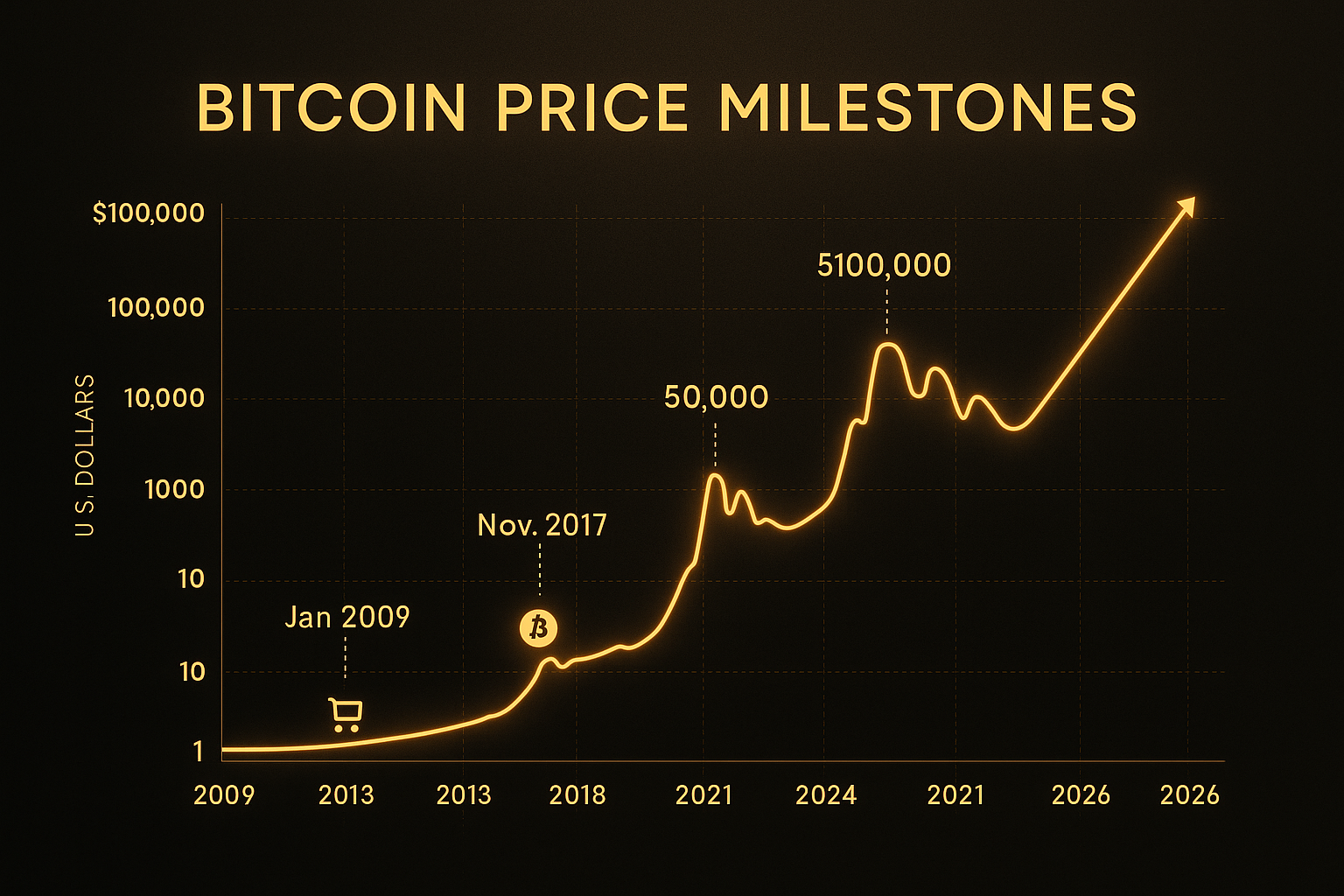 Bitcoin Price Timeline — infographic wall art